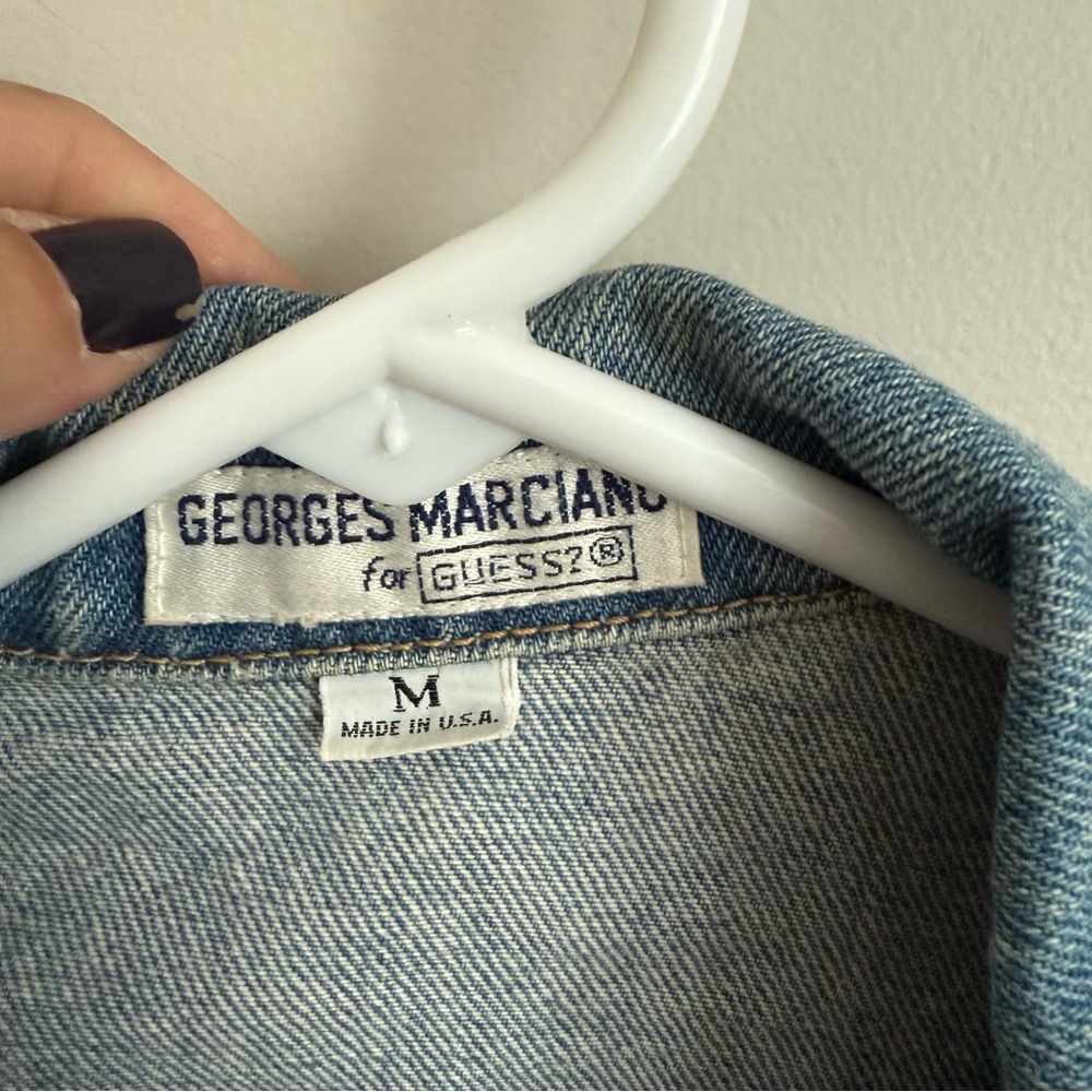 Vintage 80s Georges Marciano for Guess Medium Denim Jean Jacket with Patch VGVC - Picture 3 of 7